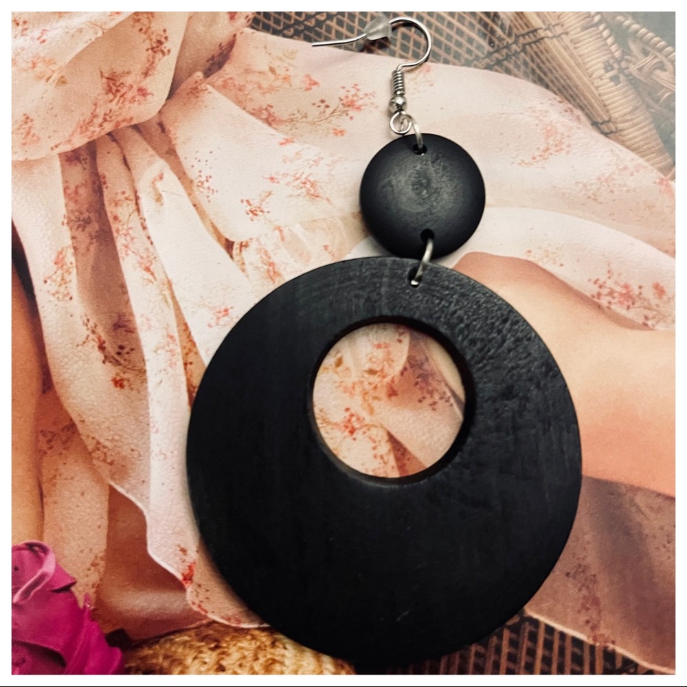 Fabulous Ethnic wood hoop earrings